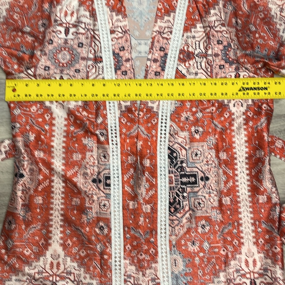 David’s Bridal Multicolor Silky Tie Waist Knee Length Robe Size S/M - Picture 14 of 16